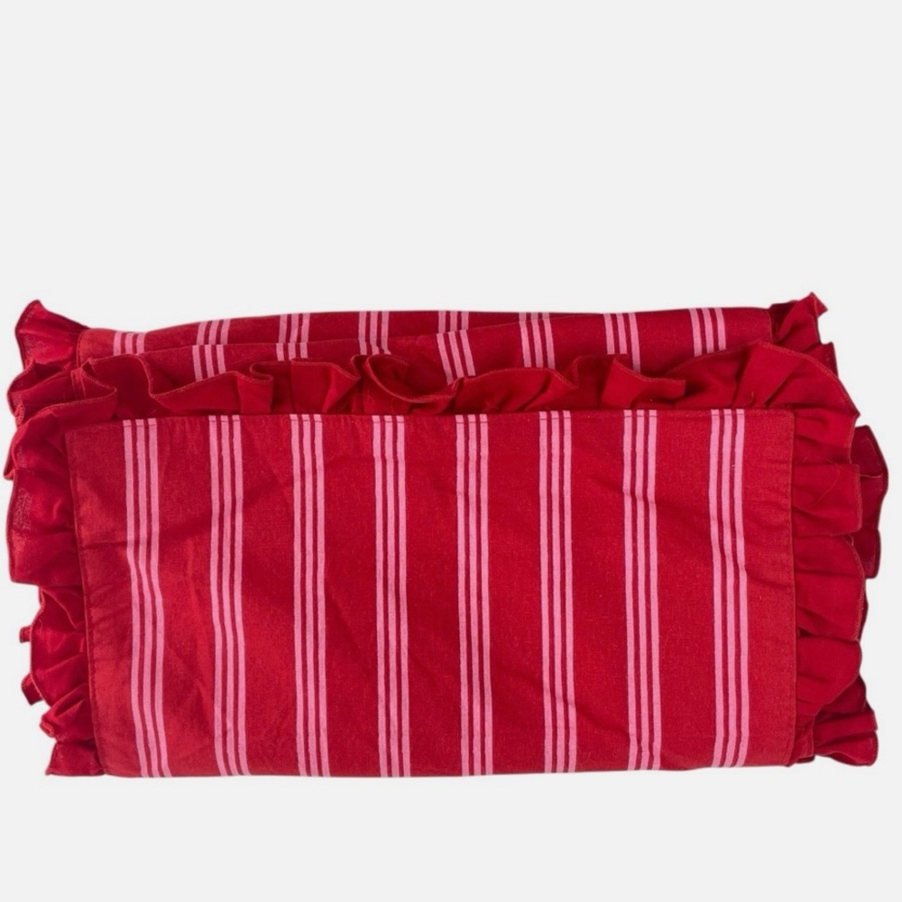 Threshold Reversible Table Runner Red Roses & Stripes-Ruffled Edge 72”x14" - Picture 5 of 6